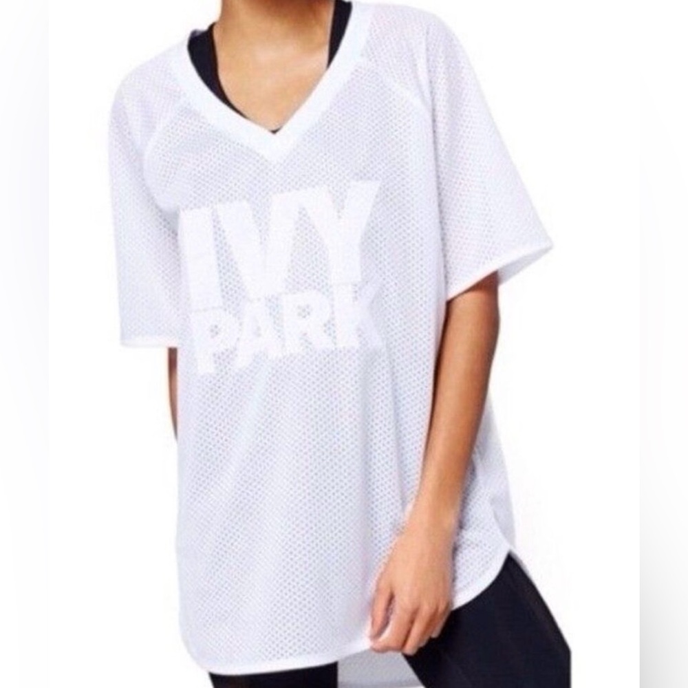 IVY PARK White Perforated Mesh Logo Tee